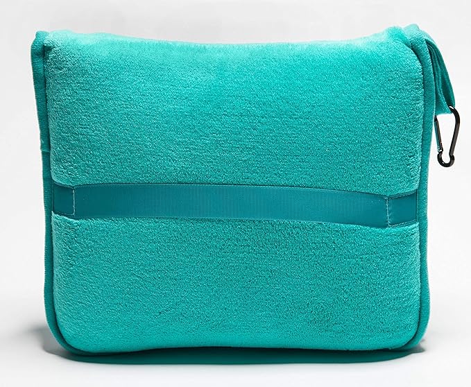 BlueHills 2-Pack Premium Soft Travel Blanket Pillow Airplane Blanket for Two in Soft Bag Pillowcase Compact Pack Large Blankets for Travel (Teal Green T012)