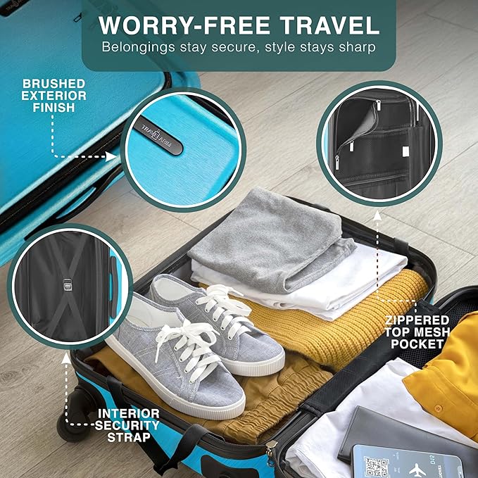 TRAVELARIM Luggage Sets 2 Piece, 24 Inch Suitcase and 28 Inch Luggage with Spinner Wheels, Durable Hard Shell Suitcase Set, Expandable Travel Suitcases with Wheels, Teal