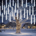 Dazzle Bright 864 LED Christmas Light, Meteor Shower Rain Lights 11.8 Inch 24 Tubes, Waterproof Plug in Falling Rain Lights Christmas Decorations for Xmas Bushes Tree Yard Party (White)