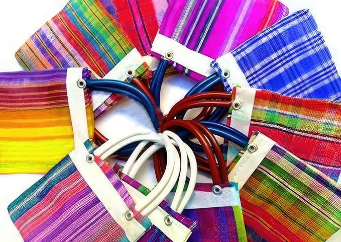 Alondra's Imports NEW (TM) Uniquely Designed Mini Tote Favor Bags - Mexican Candy & Mercado Bags (Mesh) - 10 x 7 - Multi-Colored (24 PACK)