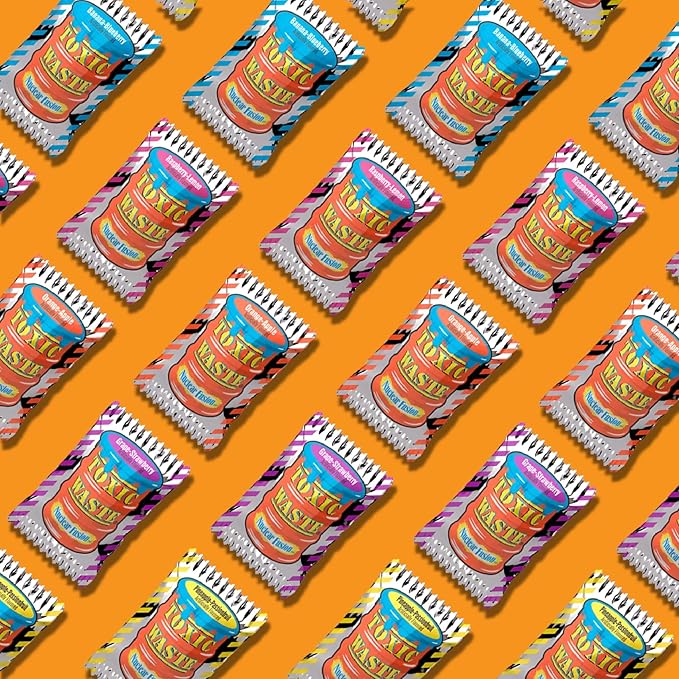 TOXIC WASTE - Nuclear Fusion Hazardously Sour Candy - Raspberry-Lemon, Pineapple-Passionfruit, Grape-Strawberry, Banana-Blueberry, & Orange-Apple Flavors - 1 lb. Bag
