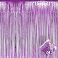 4 Pack Light Purple Foil Fringe Curtain Backdrop, 3.2Ft x 9.8Ft Metallic Tinsel Foil Fringe Streamers Curtains for Party, Photo Booth Props, Birthday, Wedding, Christmas Party Decoration Supplies