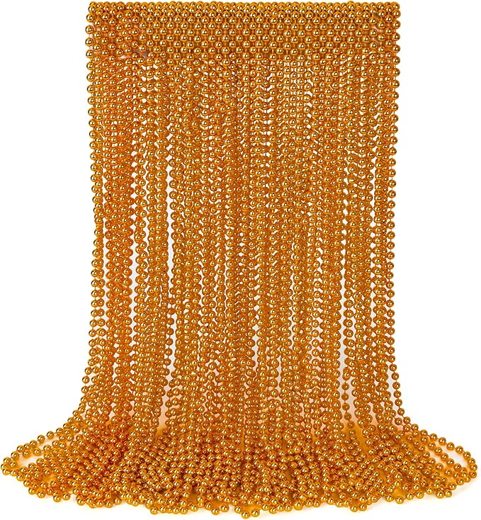 30PCS Orange Bead Necklace, 6mm Bead Necklaces Party Favors, 33" Mardi Gras Beads Party Parade Accessories, Festival Party Supplies for Halloween Wedding Holiday Celebrations Decorations