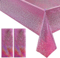 2 pcs Pink Holographic Plastic Tablecloths Laser Table Covers 40" x 108" Foil Disposable Table Cloths for Party Birthday Wedding Christmas Holiday Party Decorations