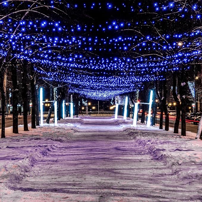 Solar String Lights for Outside, 39Ft 100 LED Solar String Lights Outdoor with 8 Modes，Solar Lights for Outside Waterproof for Yard, Fence,Balcony, Party,Christmas Tree Decorations (Blue)