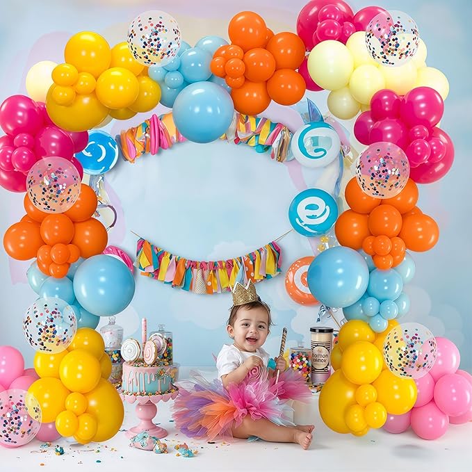 Rainbow Balloon Arch Kit 126Pcs Colorful Balloons Garland Multicolor Assorted Primary Color Pride Birthday Party Balloons for Kids Carnival Circus Fiesta Baby Shower Wedding Anniversary Decorations