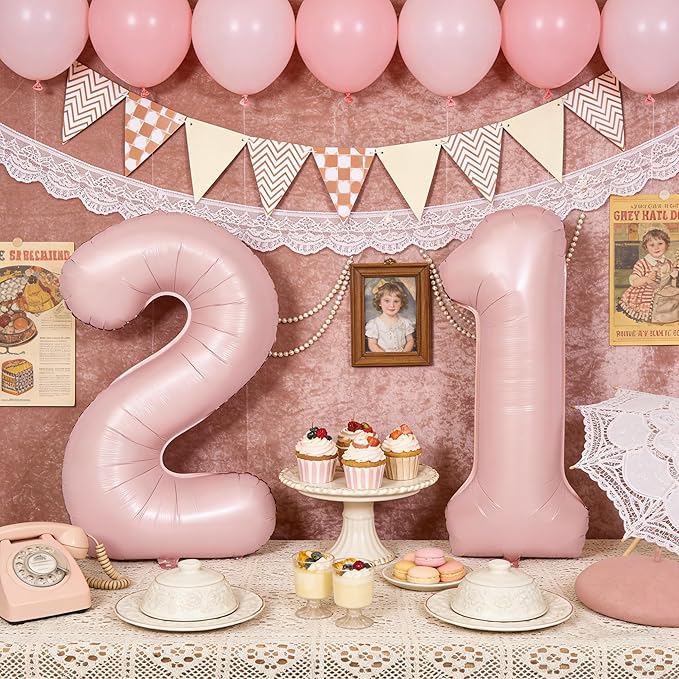 40 In Matte Pink Number Balloons Helium Foil Mylar Balloon Birthday Party banquet Decoration Digital 20