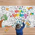 Spring Giant Coloring Tablecloth,Spring Crafts for Kids - 72x30 Inches, Paper Coloring Banner Games Activities Gifts Party Decorations