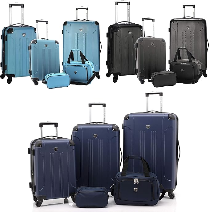 Travelers Club Chicago Hardside Expandable Spinner Luggages, Navy Blue, 5 Piece Set, TCL-77995-410