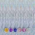 QRabbit 4 Pack Foil Curtain Backdrop, Silver Metallic Tinsel Foil Fringe Curtains, Party Streamers for Birthday Graduation Engagement Wedding Baby Shower Christmas Party Decorations