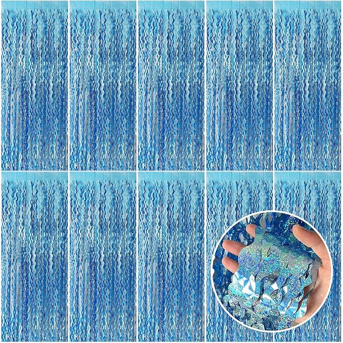 Tinsel Foil Fringe Curtains Wavy Backdrop for Parties Sparkle Metallic Wavy Foil Fringe Backdrop Curtain for Party Decorations Photo Booth Props for Birthday Graduation Wedding