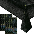 8 Pcs Black Holographic Laser Tablecloths Iridescence Shiny Table Covers 40" x 108" Aqua Foil Rectangle Table cloths for Halloween Baby Shower Undersea Ocean Birthday Party Winner Wedding Party Décor