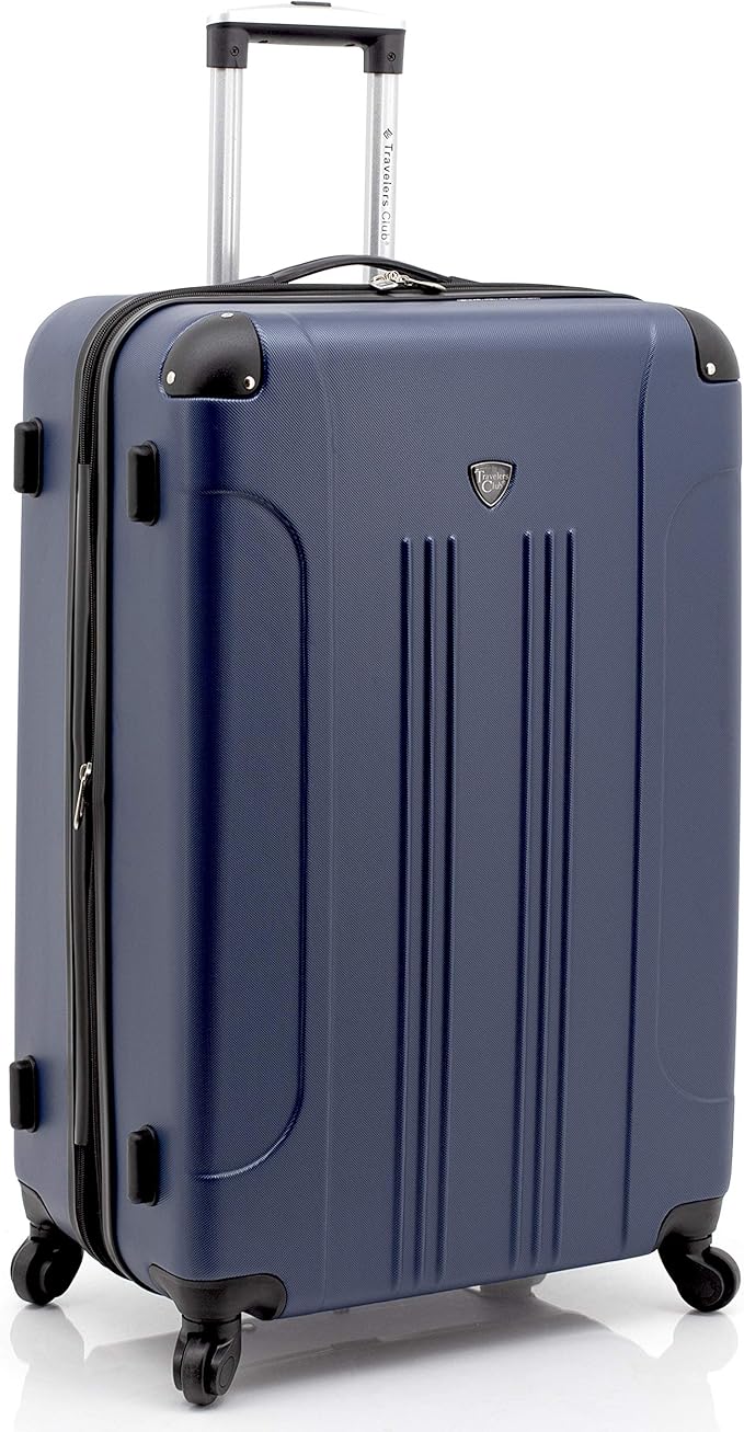 Travelers Club Chicago Hardside Expandable Spinner Luggage, Navy Blue, 3 Piece Set