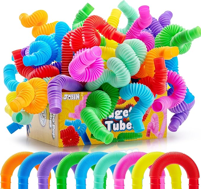 JOYIN 36 Pack Pop Tubes, Sensory Toys (Large) Fidget Toys Party Favors - 9 Colors, Creativity Learning & Fun for Toddler Kids - Perfect for Party, Goodie Bags Stuffers, Classroom School Reward