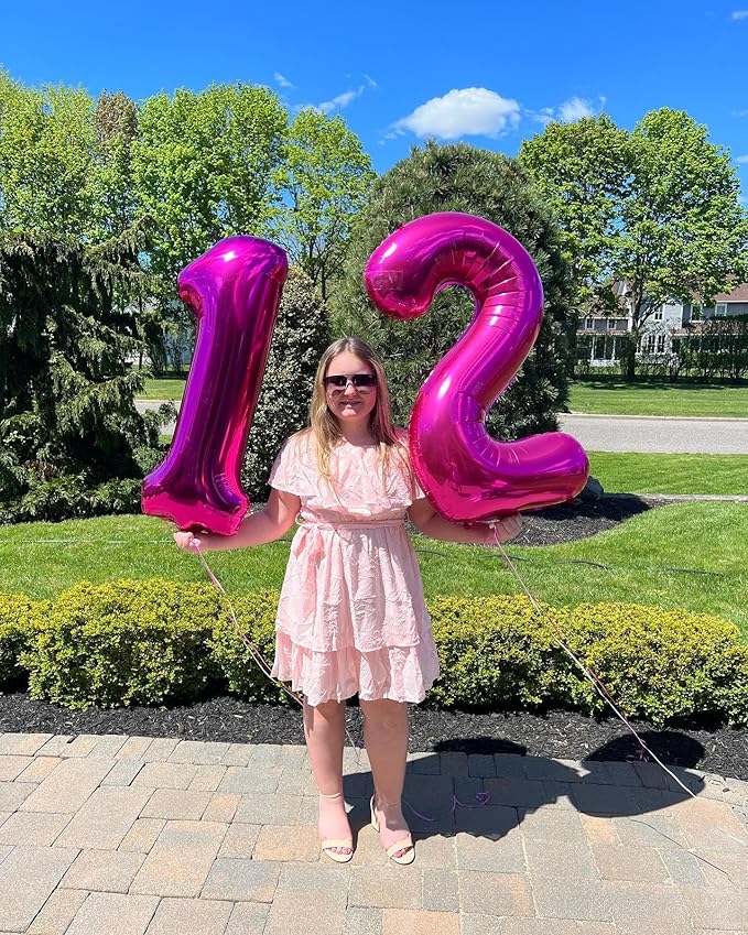 Hot Pink Number 1 Balloon for First Birthday 40 Inch, 1st One Number Balloons Birthday Decorations for Girl Boy Toddler Baby