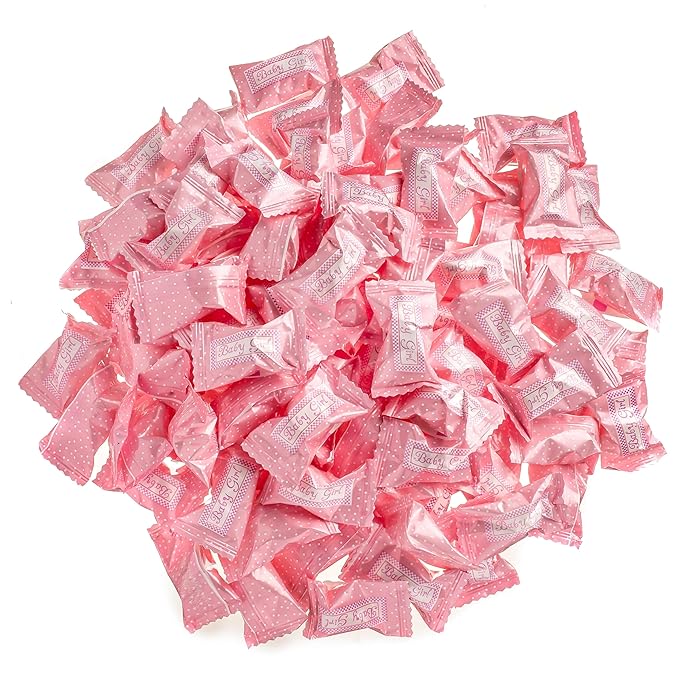 Candy Envy - Baby Girl Buttermints - 13 oz. Bag - 100 Individually Wrapped Candy Mints - Baby Shower Favors
