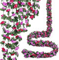 Miracliy 5Pcs 41FT Purple Flower Garland Artificial Rose Arch Vines Fake Spring Floral Garland for Flower Wall Backdrop Wedding Mothers Day Garden Tea Party Decoration