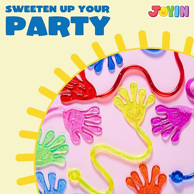 JOYIN 240Pcs Glitter Sticky Hands Party Favors, Easter Egg Fillers Party Favors Set for Kids, Holiday Traditions, Classroom Treasure Box Carnival Prizes Bulk Pinata Stuff Mini Toys, goodie bags