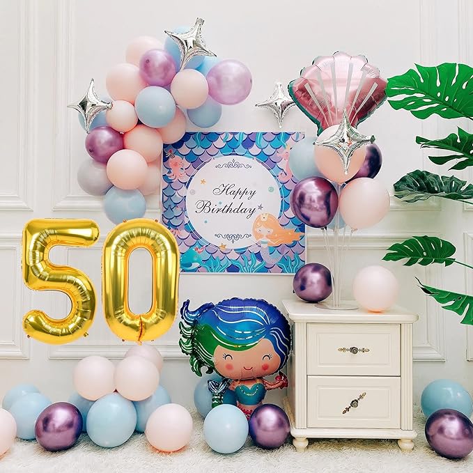 Smlpuame 40 inch Number Balloon 0-9 Gold Large Number 50 Balloons,Digital Balloons for Birthday Party Celebration Decorations Supplies, Helium Foil Number Balloons for Wedding Anniversary