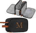 YOOLIFE Personalized Gifts for Men Women - Initial Black Toiletry Bag Makeup Bag | Travel Toiletry Bags for Women Men, Travel Essentials Water Resistant Makeup Toiletries M Black