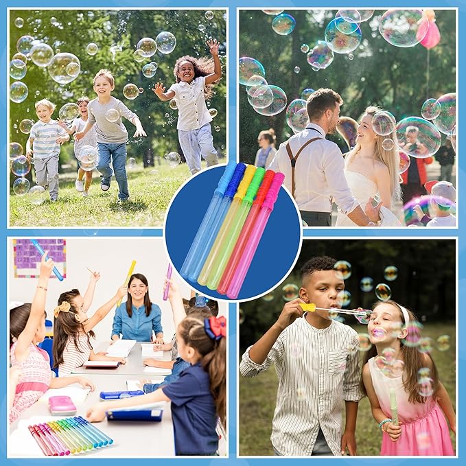 JOYIN 14.6’’ Big Bubble Wands for Kids, 1 Dozen Bubble Wand Bulk with Refill Solution for Summer Toy Party Favor, Outdoors Activity, Easter Basket Stuffers, Birthday Gift
