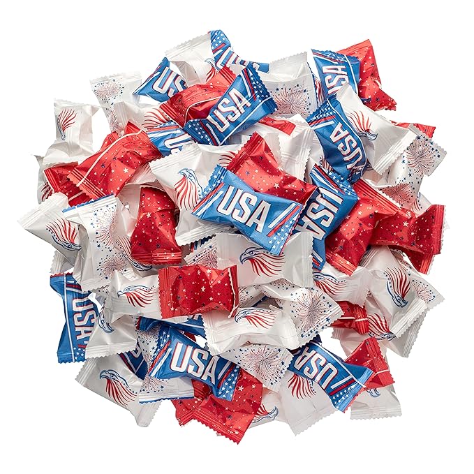 Candy Envy - Patriotic Buttermints - 10 Bags Casepack with Approximately 100 Mint Per Bag - 4th of July Favors