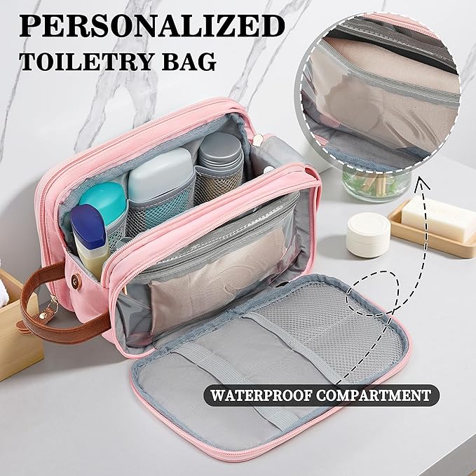 YOOLIFE Toiletry Bag for Men - Personalized Birthday Gifts for Men Women, Initial Toiletry Bag Black Makeup Bags Dopp Kit Water Resistant Travel Essentials Friend Birthday Gifts Letter B Black