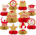 10PCS Graduation Decorations Class of 2025 Centerpieces, Congrats Grad Honeycomb Table Toppers for Graduation Party Favors, 2026 Graduation Party Decorations (10PCS, Red & Gold)
