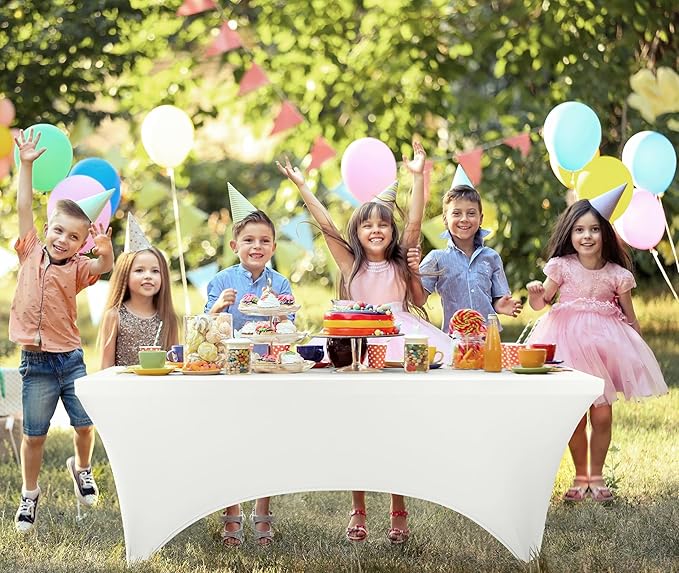 Utopia Kitchen Spandex Tablecloth 1 Pack [6FT, White] Tight, Fitted, Washable and Wrinkle Resistant Stretch Rectangular Patio Table Cover for Event, Wedding, Banquet & Parties [72Lx30Wx30H Inch]