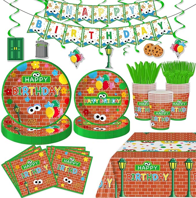 122 Pcs Cookie Party Supplies For Baby Boys Girls Birthday Party for 20 Guests