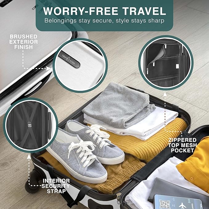 TRAVELARIM 28 Inch Luggage with Spinner Wheels, Hard Shell Suitcase with TSA Locks for Luggage, Travel Large Suitcase, Expandable Hard Shell Suitcases, White