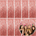 10 Pack Foil Curtain Backdrop Rose Gold Metallic Tinsel Foil Fringe Curtains Photo Booth Props for Birthday Wedding Engagement Baby Shower Bachelorette Christmas Holiday Celebration Party Decorations