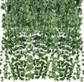 CEWOR 48 Pack 7 Feet Artificial Ivy Garlands, Fake Vines Greenery Hanging Plants Green Leaves Backdrop for Room Bedroom Wall Decor, Jungle Themed Party Wedding Decorations