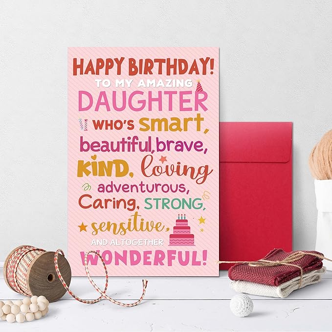 Birthday Card for Daughter, Funny Birthday Card Gift for Adult Daughter from Mom Dad Parents, Heartwarming Greeting to A Wonderful Daughters