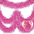 25 Feet Christmas Tinsel Garland, Metallic Twist Garland Wall Hanging Tinsel Garland Backdrop for Parade Floats, Carnival, Birthday, Wedding, New Year Party Decorations (Pink, 4in x 25ft)