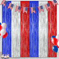 2 Pack 4th of July Party Supplies, 3.28 FT x 7.05 FT 4th of July Tinsel Backdrop, Blue Silver Red Color Fringe Curtains Streamer Backdrop, 4th of July Photo Backdrop Party Decorations