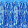 Blue Backdrop Wavy Tinsel Foil Fringe Curtains for Parties Sparkle Metallic Wavy Blue Birthday Decorations for Streamers Party Decorations Photo Booth Props Birthday Ocean Party Decor Supplies