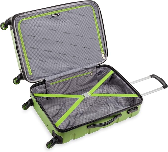 SwissGear 7366 Signature Hardside Expandable Luggage with Spinner Wheels, TSA Lock, Cup-Holder, Green, 3-Piece Set (19/23/27)