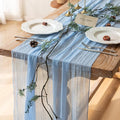 Keketoarrange 10pcs Light Blue Gauze Rustic Cheesecloth Table Runner 120 Inch 10 FT for Wedding Baby Shower Bridal Shower Birthday Engagement Garden Outdoor Party Long Sheer Boho Decorations