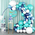 Teal Balloon Garland Arch Kit, Navy Blue Light Blue Teal White Turquoise Aqua Latex Balloons Garland Kit for Boys Girls Women Bridal Baby Shower Ocean Birthday Wedding Party Decorations Supplies
