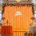10ft x 10ft Orange Tulle Photo Backdrop Curtain with Lights String for Halloween Party Orange Sheer Curtain Backdrop Drapes for Birthday Party Wedding Photo Booth Background Home Room Decorations
