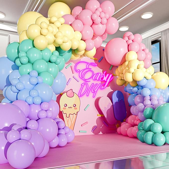 200 Small Pastel Balloons for Parties – 5 Inch Balloons Bulk Pack – Mini Assorted Blue, Light Purple, Yellow, Mint Green and Pastel Pink for Unicorn, Easter, Matte, or Macaron - Rainbow Party
