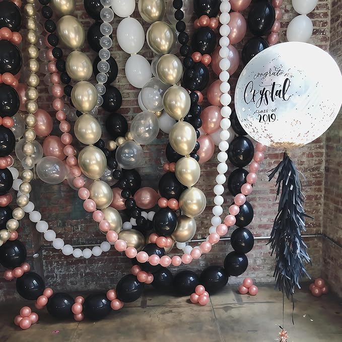 Clear Quick Link Balloons, 100PCS 6 Inch Small Bubble Linking Balloons for Making Balloon Wall Heart Arch, Tails Balloon for Wedding Birthday Baby Shower Engagement Graduation Party Decorations
