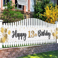 Happy 13th Birthday Decorations,13th Gold Balloon Large Birthday Hanging Banner Sign,Cheers to Thirteen Years Old Bday Party Supplies.