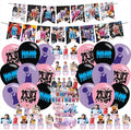Stray Kids Merch 5 Star Birthday Party Decoration, Include Stray Kids Theme Party Banner, Cake Topper, Latex Balloons for Adult Fans Music Birthday Party