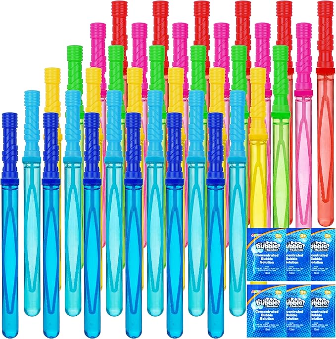 JOYIN 36 Pack 14.6’’ Big Bubble Wands Bulk, Bubble Blower for Kids, Party Favors, Easter, Birthday, Summer Outdoor & Indoor Activity