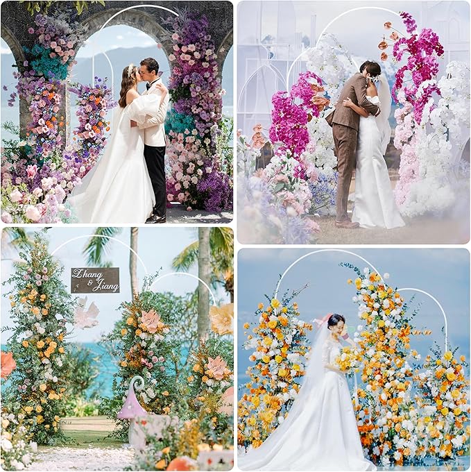 Wokceer Wedding Arch Stand 7.2FT, 6FT White Metal Arch Backdrop Stand Set of 2 for Birthday Party Wedding Ceremony Baby Shower Graduation Decoration