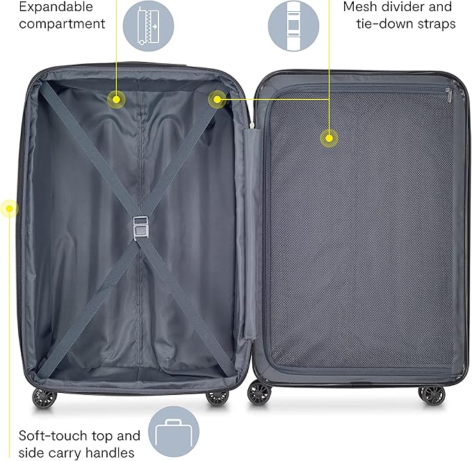 DELSEY PARIS Helium Aero Hardside Expandable Luggage with Spinner Wheels, Blue Cobalt, Checked-Medium 24 Inch