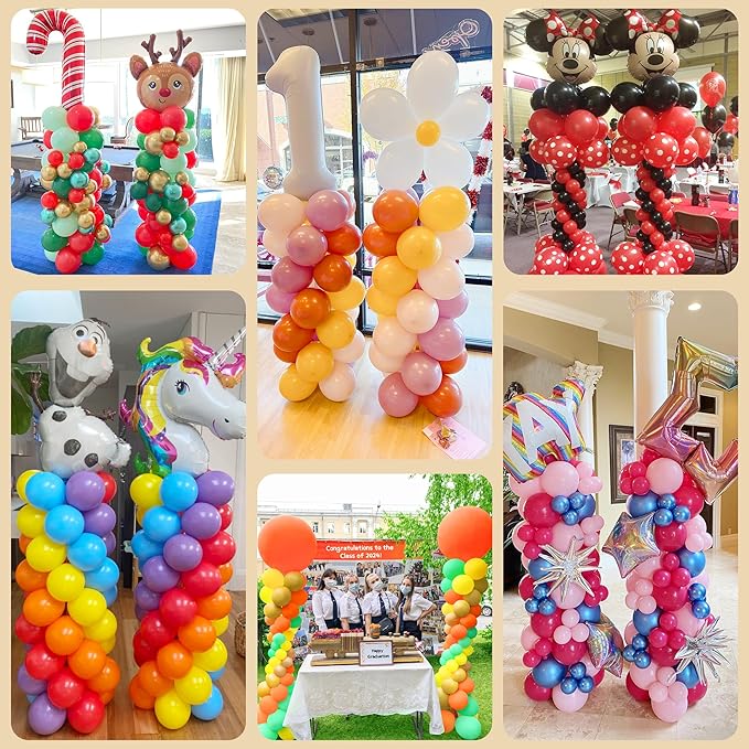 Upgraded Balloon Column Stand Kit, 7 Feet Height Adjustable Balloon Tower Pillar with Reusable Metal Telescopic Design for Graduation, Wedding, Baby Shower, Birthday Party Decoration