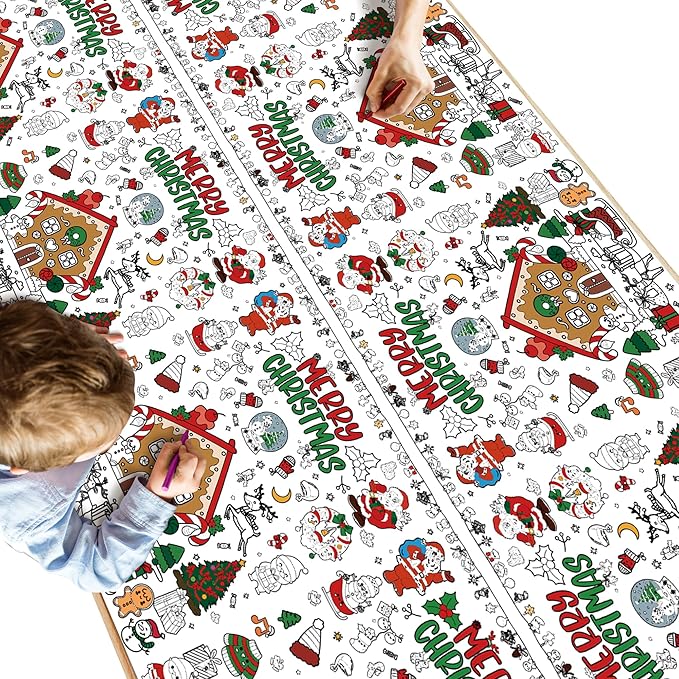OHOME Christmas Coloring Tablecloth - Christmas Decor & Table Decor | Kids Crafts & Party Favors, 54" x 88"